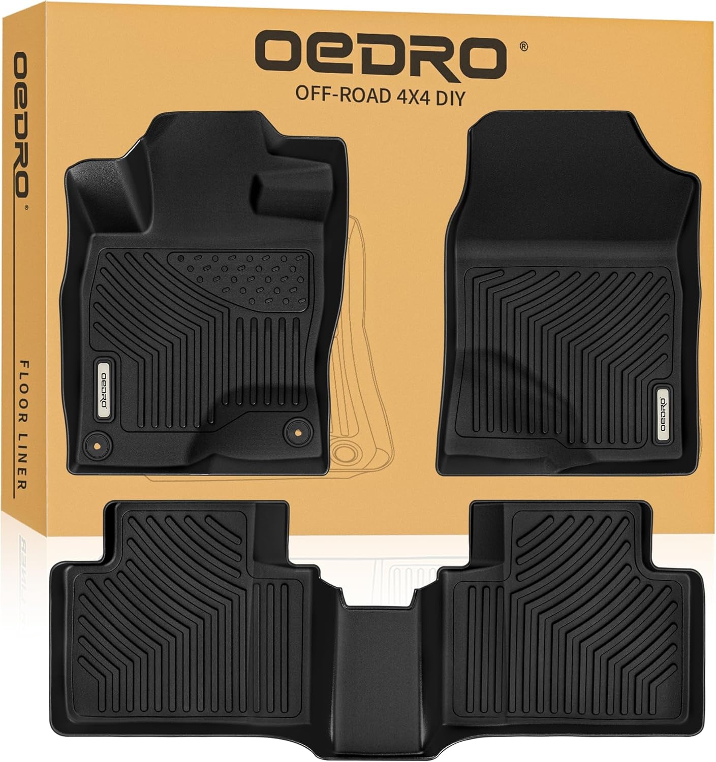 Upgraded Floor Mats Fit for Honda Civic 2016-2021 Coupe/Sedan/Type R, Tailored Fit for Honda Civic Hatchback 2017-2021 Accessories, All Weather TPE Floor Liners, 1St and 2Nd Row -206520