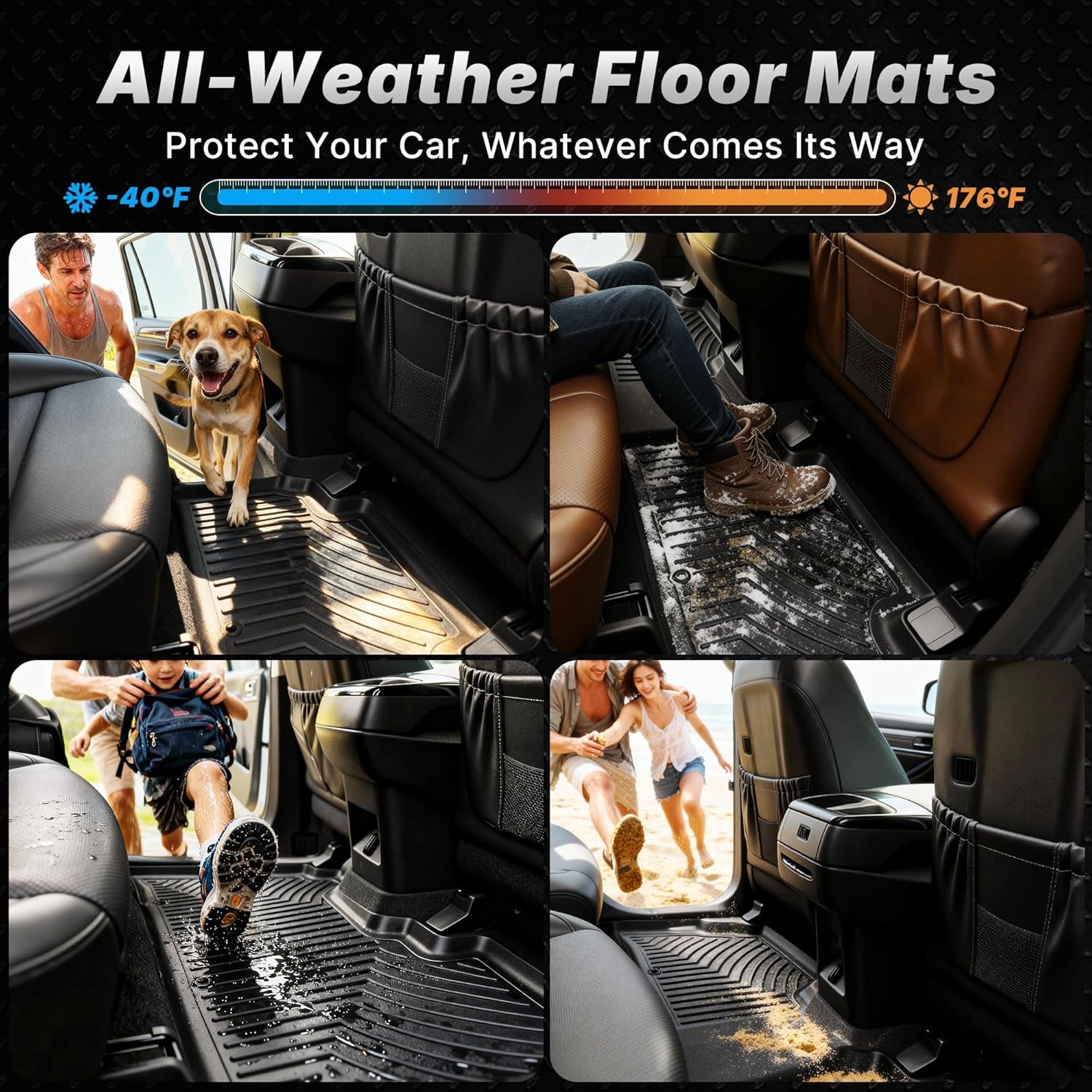 Upgraded Floor Mats Fit for Honda Civic 2016-2021 Coupe/Sedan/Type R, Tailored Fit for Honda Civic Hatchback 2017-2021 Accessories, All Weather TPE Floor Liners, 1St and 2Nd Row -206520