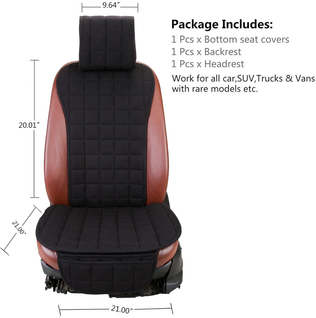 Cooling Car Seat Covers,Cloth Seat Covers for Cars,Linen Car Seat Protector,Front Seat Only Universal Fits Most Automotive,Vans,Suvs,Trucks Black