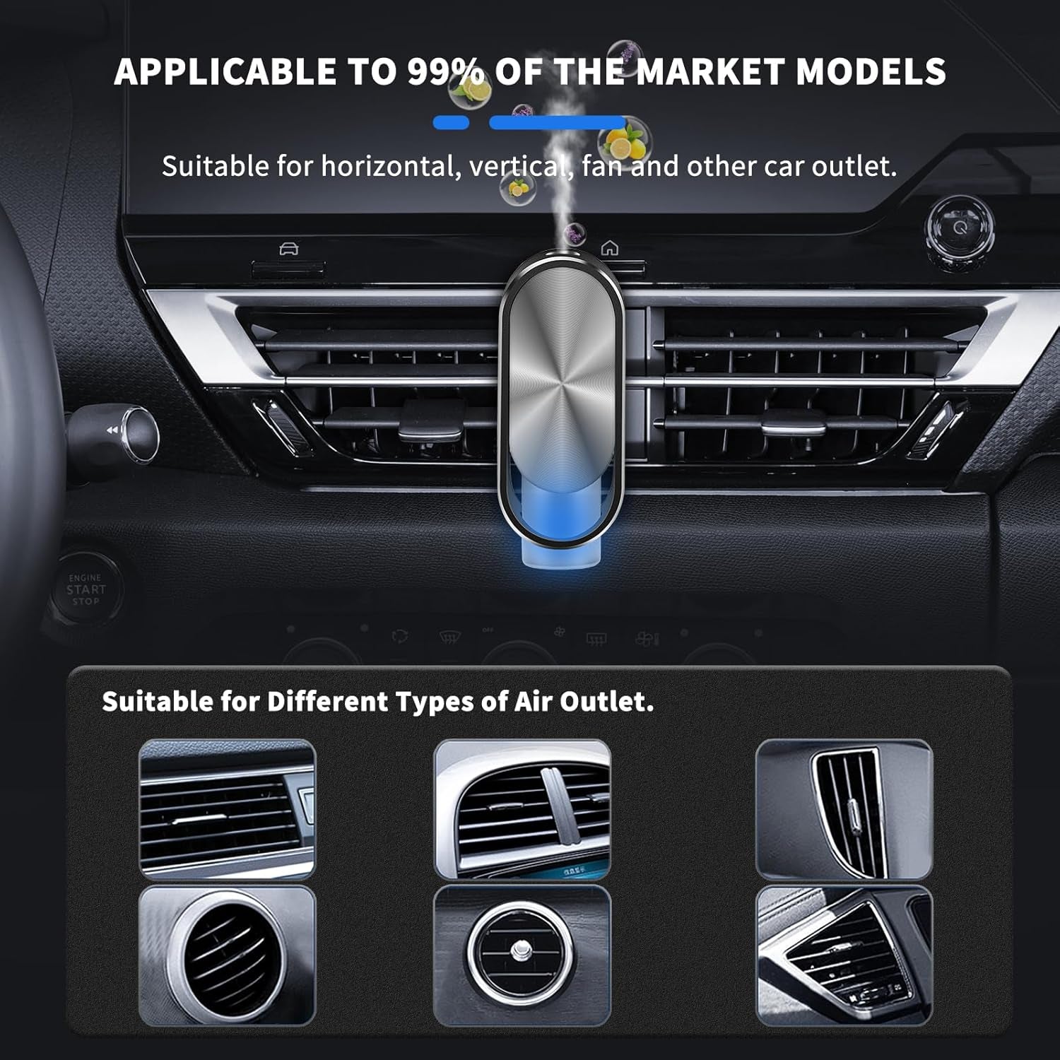 Smart Air Freshener Car Diffuser Aroma Spray Automatic Interior Car Air Freshener(Diffuser with 4 Essential Oil) (Channel)