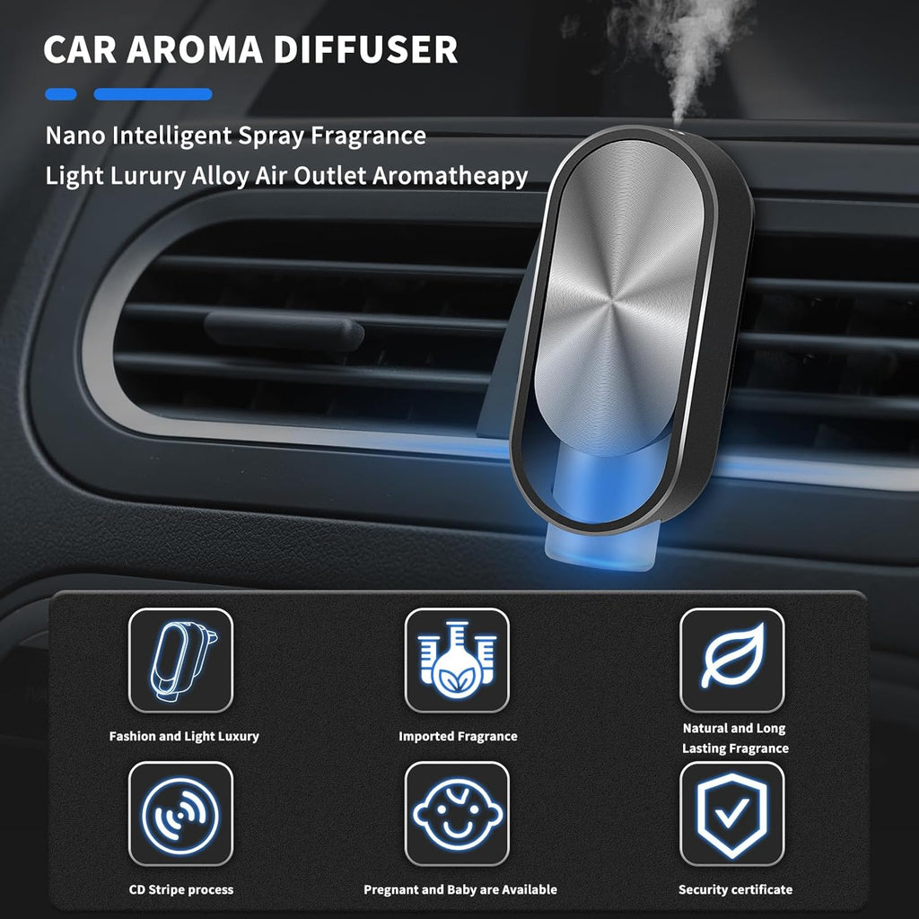 Smart Air Freshener Car Diffuser Aroma Spray Automatic Interior Car Air Freshener(Diffuser with 4 Essential Oil) (Channel)