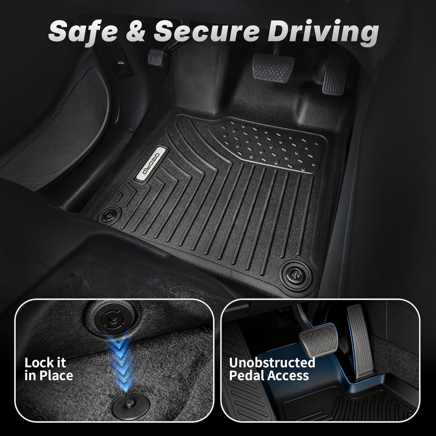 Upgraded Floor Mats Fit for Honda Civic 2016-2021 Coupe/Sedan/Type R, Tailored Fit for Honda Civic Hatchback 2017-2021 Accessories, All Weather TPE Floor Liners, 1St and 2Nd Row -206520