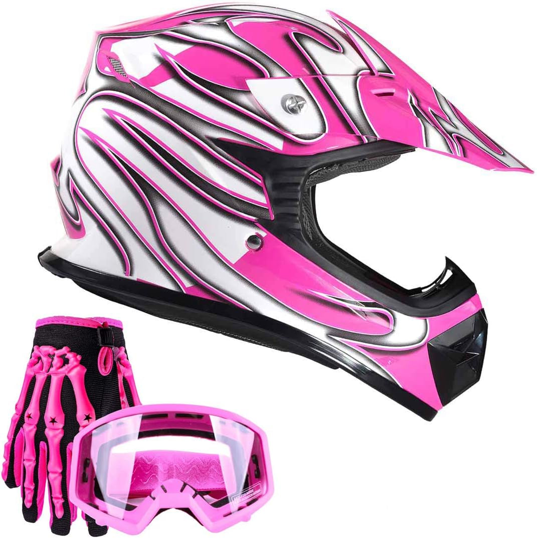 Typhoon Youth Kids Offroad Gear Combo Helmet Gloves Goggles DOT Motocross ATV Dirt Bike MX Motorcycle