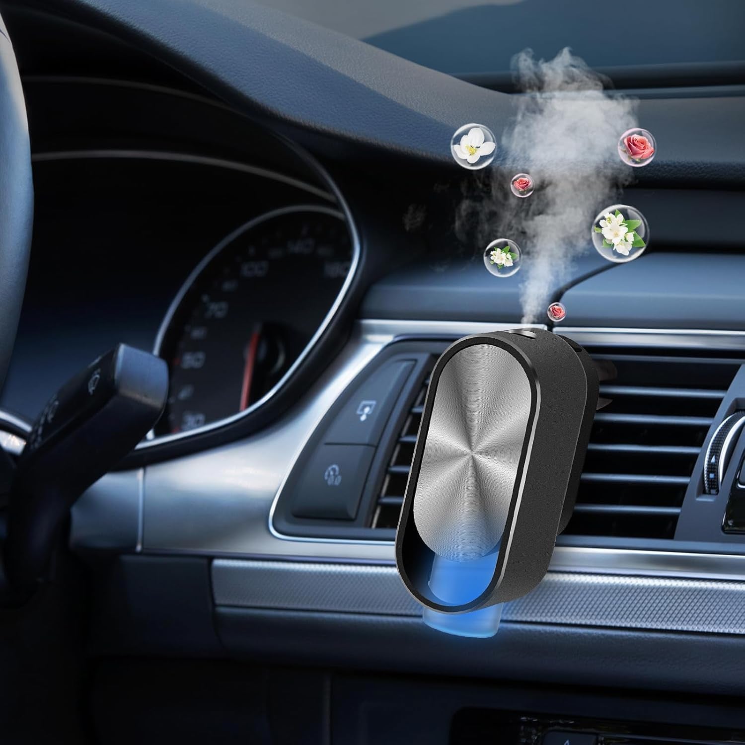 Smart Air Freshener Car Diffuser Aroma Spray Automatic Interior Car Air Freshener(Diffuser with 4 Essential Oil) (Channel)