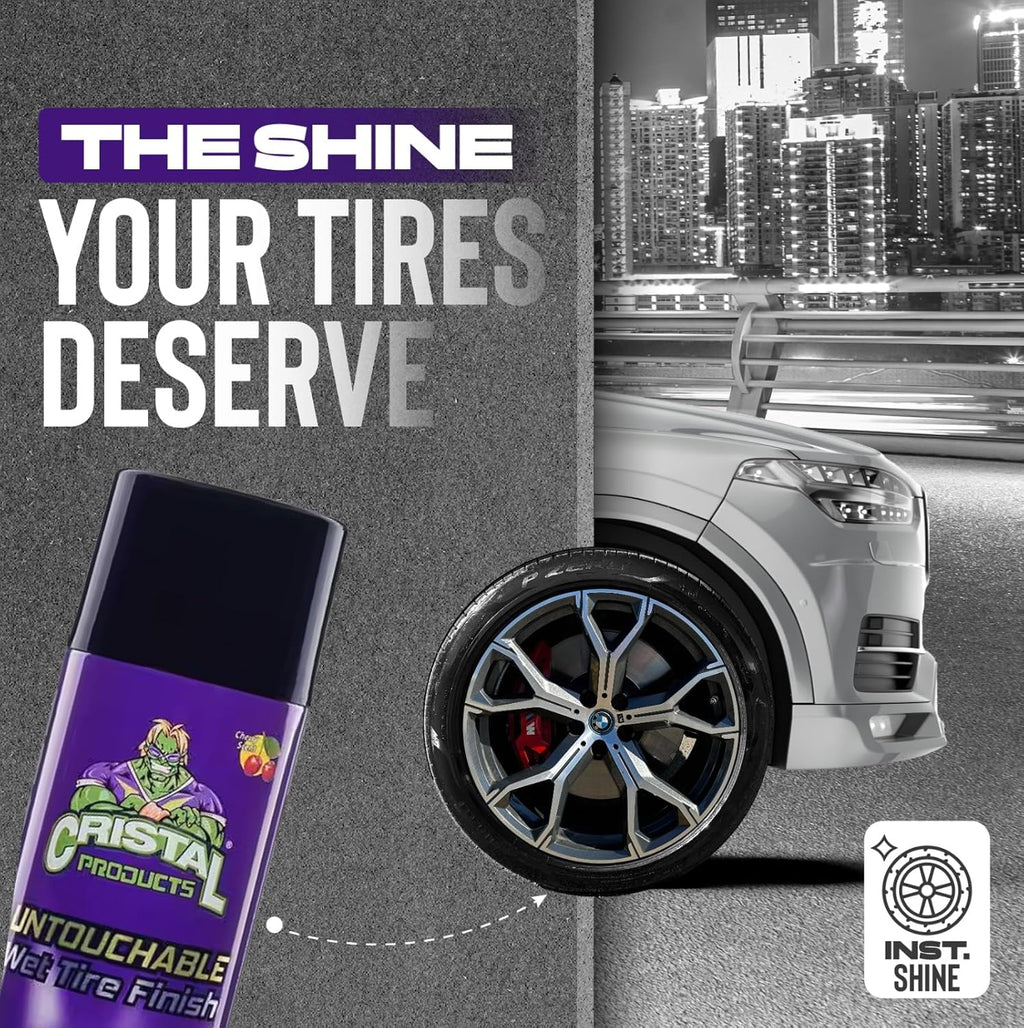 Untouchable Tireshine Spray Spray 4PK – Long-Lasting Wet Tire Finish for Deep Gloss & Protection – Waterproof, No-Sling Formula, Easy Application Tire Shine & Cleaner (52 Oz Total)