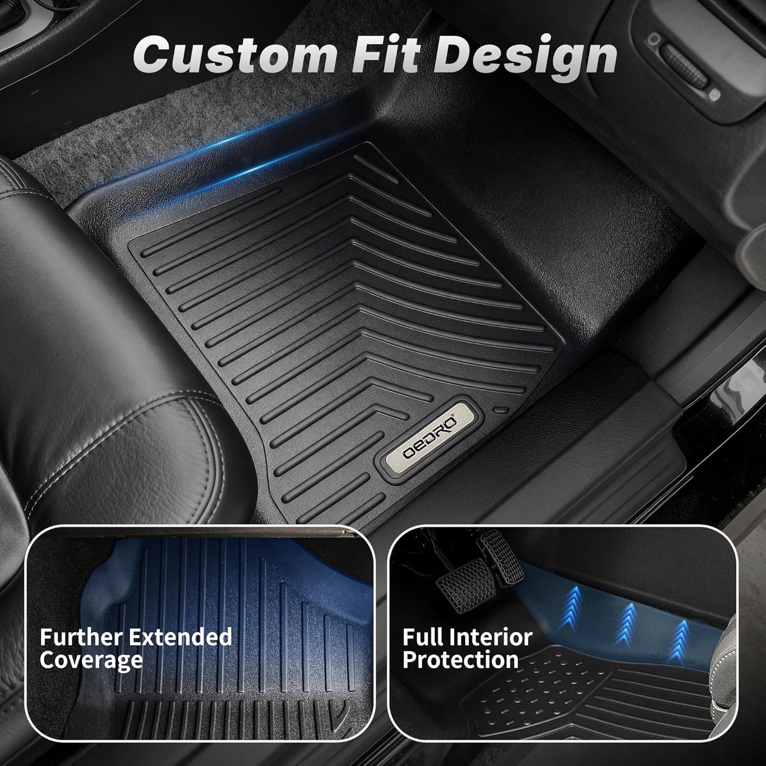 Upgraded Floor Mats Fit for Honda Civic 2016-2021 Coupe/Sedan/Type R, Tailored Fit for Honda Civic Hatchback 2017-2021 Accessories, All Weather TPE Floor Liners, 1St and 2Nd Row -206520