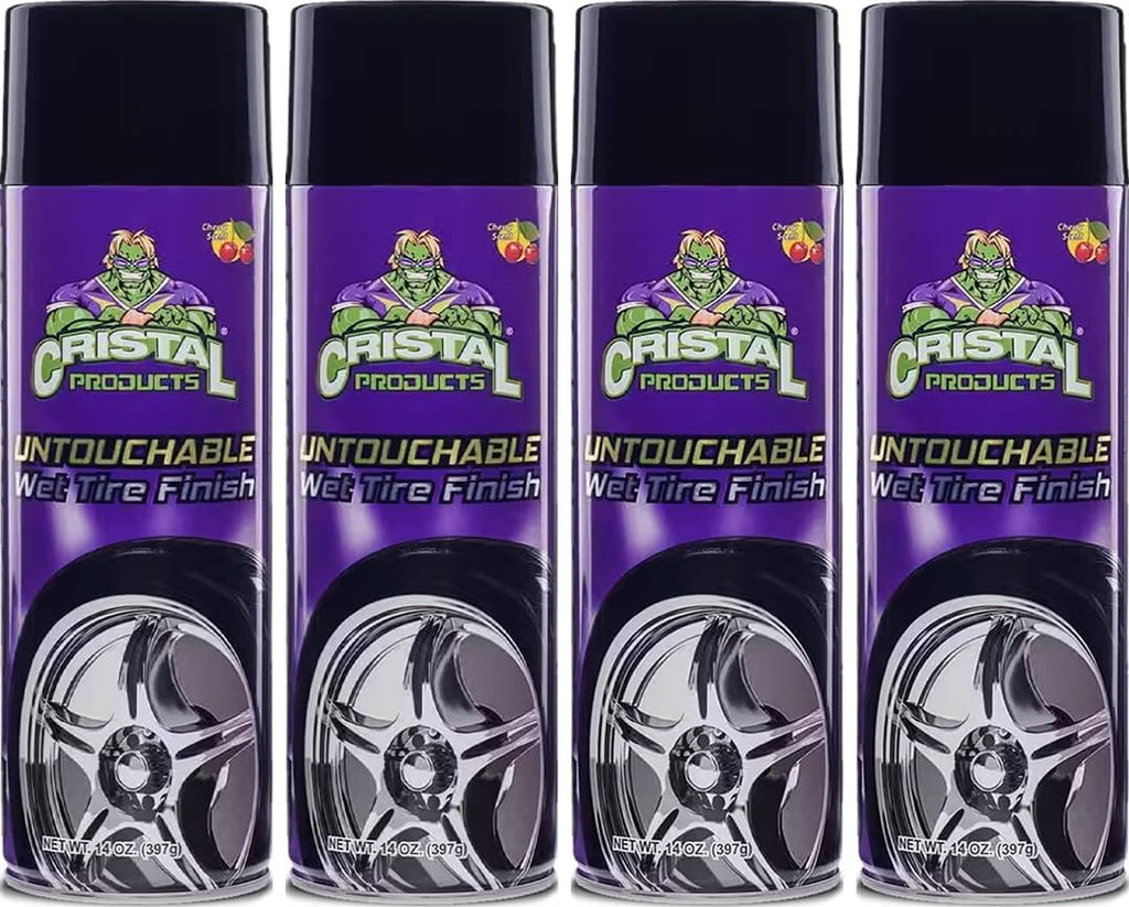 Untouchable Tireshine Spray Spray 4PK – Long-Lasting Wet Tire Finish for Deep Gloss & Protection – Waterproof, No-Sling Formula, Easy Application Tire Shine & Cleaner (52 Oz Total)